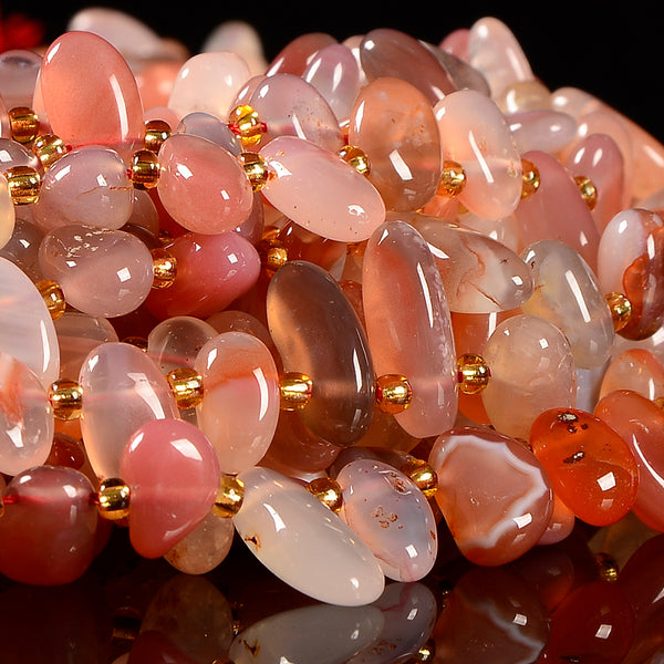 Natural Carnelian Agate Gemstone Stick Pebble Chip 9-17MM Loose Beads (D713)