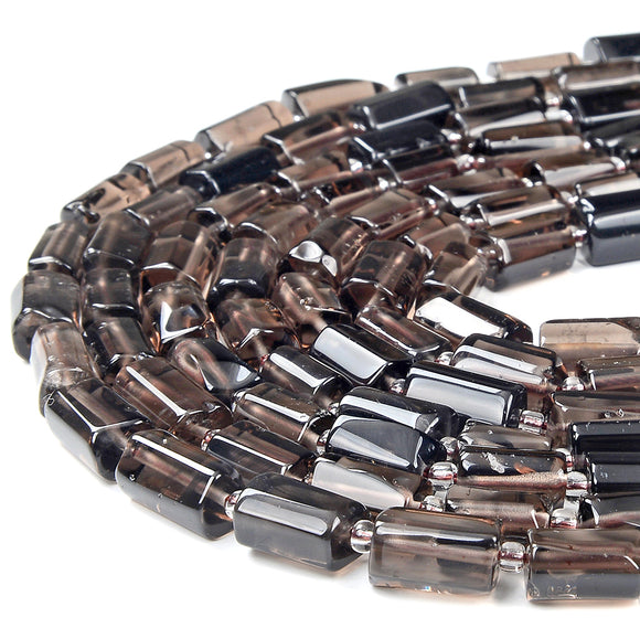 Natural Smoky Quartz Gemstone 12X8MM Faceted Cylinder Round Tube Loose Beads (D465)