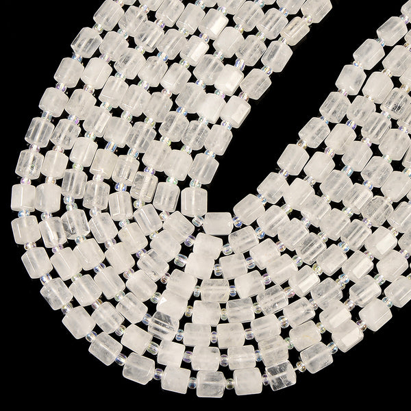 Natural Rock Crystal Clear Quartz Gemstone Faceted Round Tube Hexagon 10X8MM Loose Beads (D720)