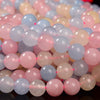 Morganite Color Jade Gemstone Round 8MM Loose Beads 14.5 inch Full Strand (80020103-D619)