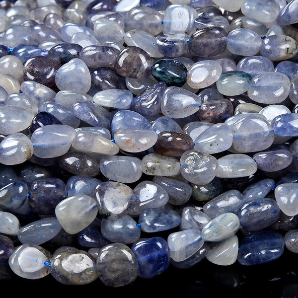 Natural Iolite Gemstone 8-10MM Pebble Nugget Loose Beads (D467)