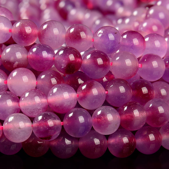 Purple Red Jade Gemstone Round 8MM Loose Beads 14.5 inch Full Strand (80020105-D619)