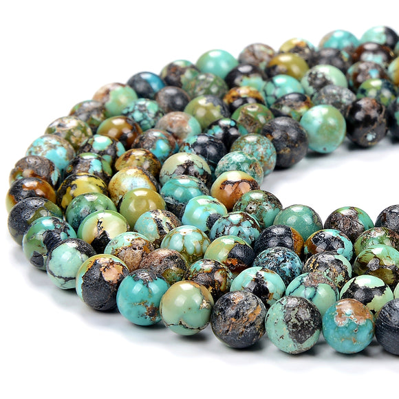 Natural Rough Turquoise Gemstone Round 5MM 6MM 7MM Loose Beads (D443)