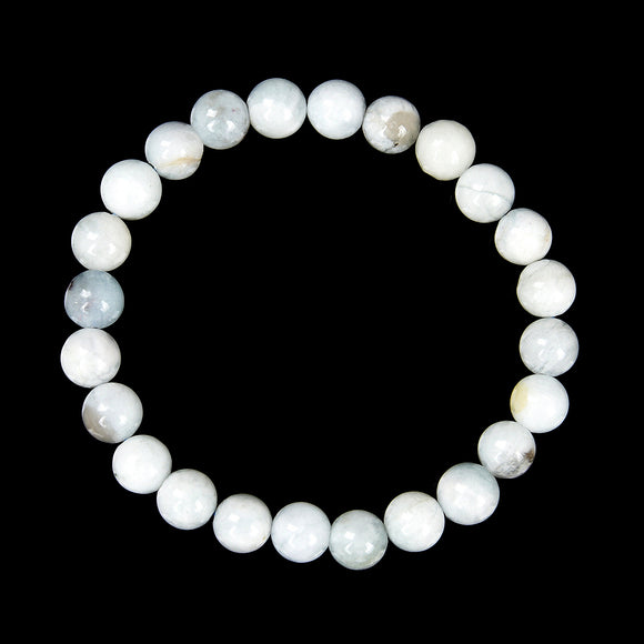 Natural White Amazonite Gemstone Round Bracelet 8MM 7.5 inch Strand (80018856-S27)