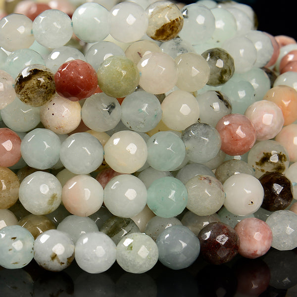 Amazonite Blue Jade Gemstone Facetecd Round 8MM Loose Beads (D632)