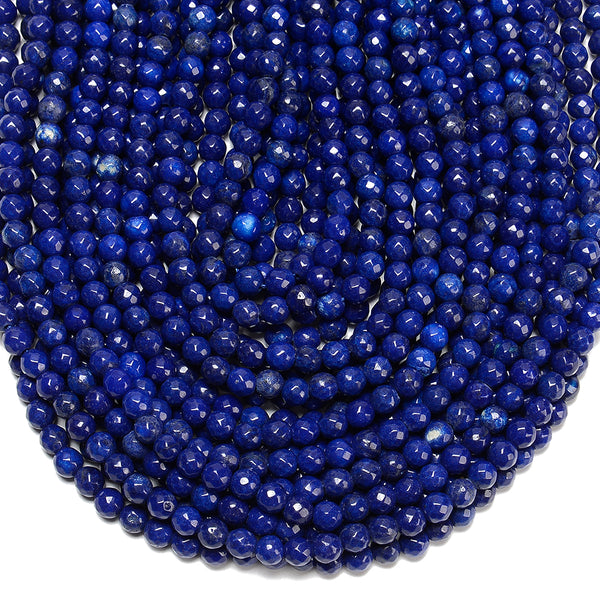 Lapis Blue Jade Gemstone Facetecd Round 6MM Loose Beads (D630)