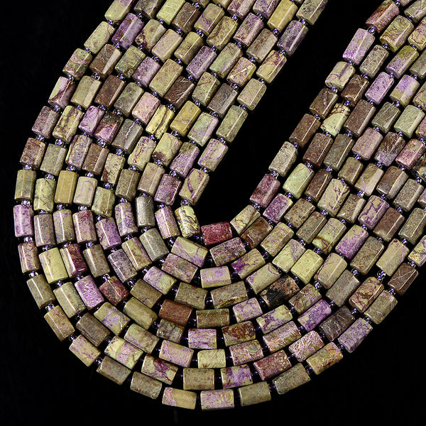 Natural Atlantisite Stichtite Gemstone Faceted Round Tube 12X8MM Loose Beads (D725)