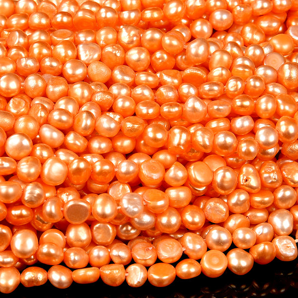 Freshwater Orange Pearl Gemstone Potato Nugget 5-7MM Loose Beads (S28)