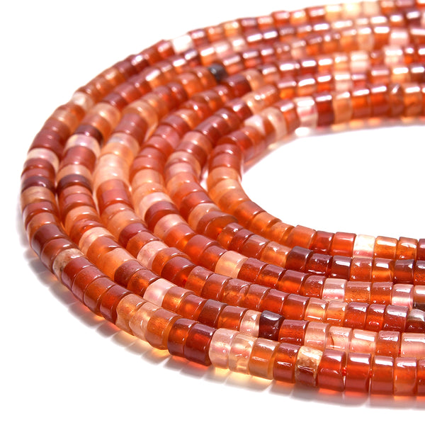 Carnelian Red Agate Gemstone Heshi Rondelle Slice 4X2MM Loose Beads 14.5 inch Full Strand (80019468-P105)