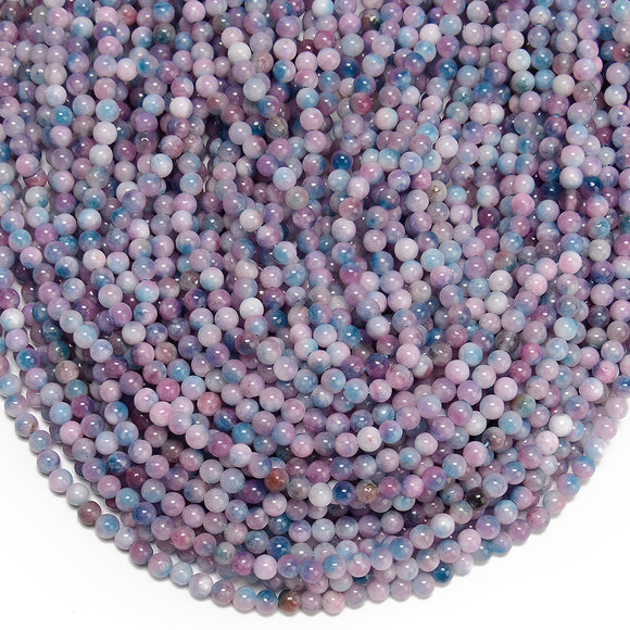 Purple Blue Jade Gemstone Round 4MM Loose Beads 14.5 inch Full Strand (80020082-D617)