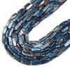 Dark Blue Mother of Pearl Shell MOP Gemstone 8X22MM Rectangle Tube Loose Beads (D434)