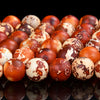 Matte Orange Brown Tibetan Dragon Agate Mala Antique Boho Beads Gemstone Round 8MM 10MM Loose Beads (D518)