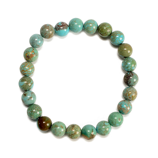Turquoise Gemstone Round Bracelet 8MM 7.5 inch Strand (80021358-S56)