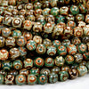 Green Tibetan Dzi Agate Etched Eye Mala Antique Boho Beads Gemstone Round 8MM 10MM Loose Beads (D519)