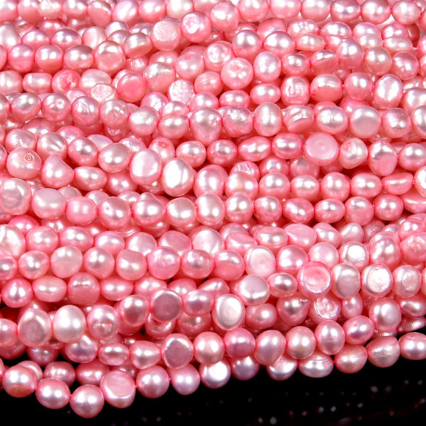 Freshwater Rose Pink Pearl Gemstone Potato Nugget 5-7MM Loose Beads (S28)