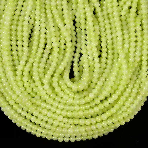 Lemon Jade Gemstone Round 4MM Loose Beads 14.5 inch Full Strand (80020067-D616)