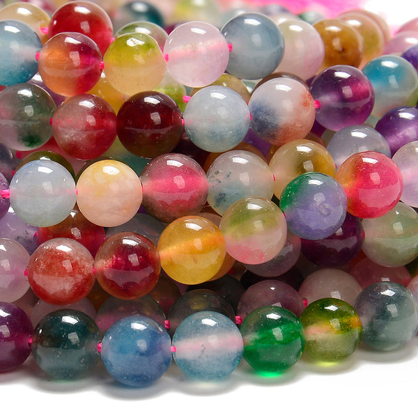 Multi Color Jade Gemstone Round 8MM Loose Beads 14.5 inch Full Strand (80020240-D629)