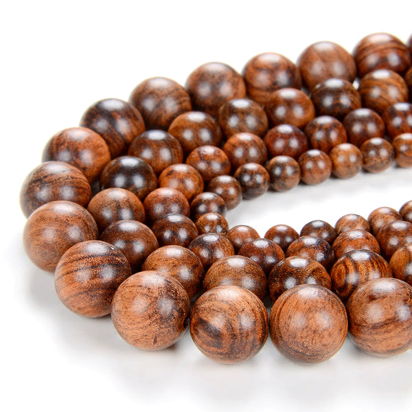 Natural Tiger Skin Sandalwood Mala Meditation Beads Round 6MM 8MM 10MM 12MM Loose Beads 16 inch BULK LOT (8-W0)