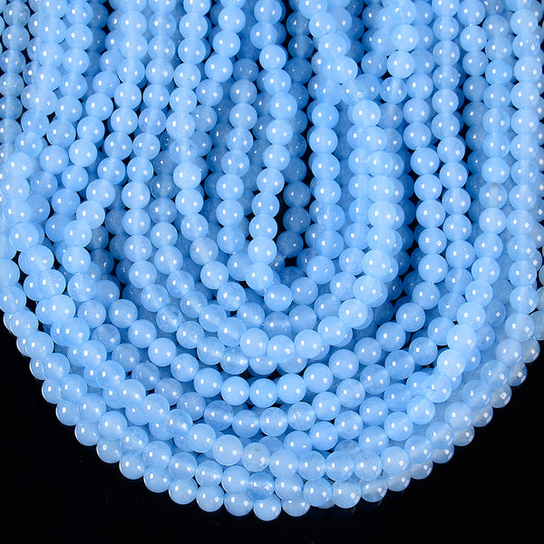 Light Blue Jade Gemstone Round 6MM Loose Beads 14.5 inch Full Strand (80020226-D628)
