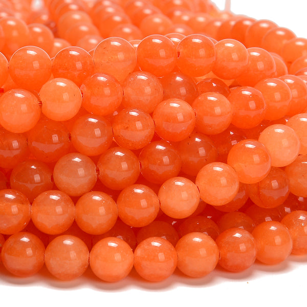 Carnelian Orange Jade Gemstone Round 8MM Loose Beads 14.5 inch Full Strand (80020231-D629)