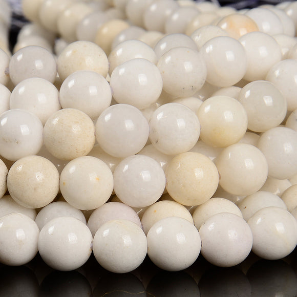 Natural Ivory White Jade Gemstone Round 6-7MM 10MM Loose Beads (D594)