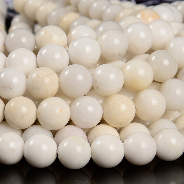 Natural Ivory White Jade Gemstone Round 6-7MM 10MM Loose Beads (D594)