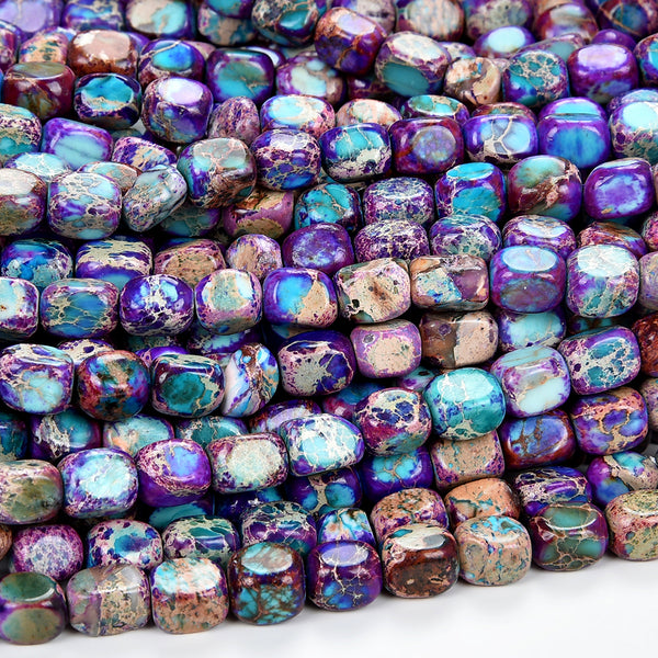 Galaxy Sea Sediment Imperial Jasper Gemstone Rectangle Tube 5-7MM Loose Beads (D517)