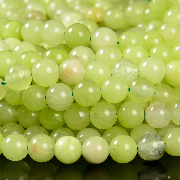 Yellow Green Jade Gemstone Round 8MM Loose Beads 14.5 inch Full Strand (80020239-D629)