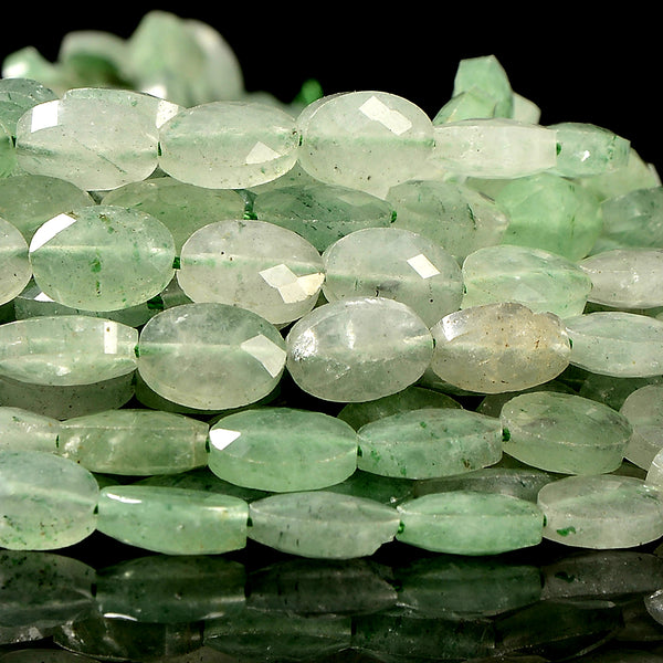Natural Green Strawberry Lepidolite Quartz Gemstone Micro Faceted Oval 11X7MM Loose Beads 7.5 inch Half Strand (80021490-D718)