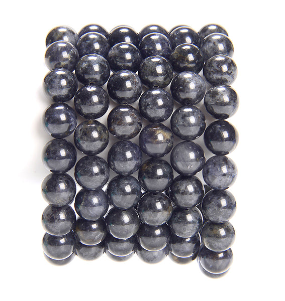 Natural Iolite Gemstone Round Bracelet 8MM 10MM 12MM 7.5 inch 8 inch Strand (S50)