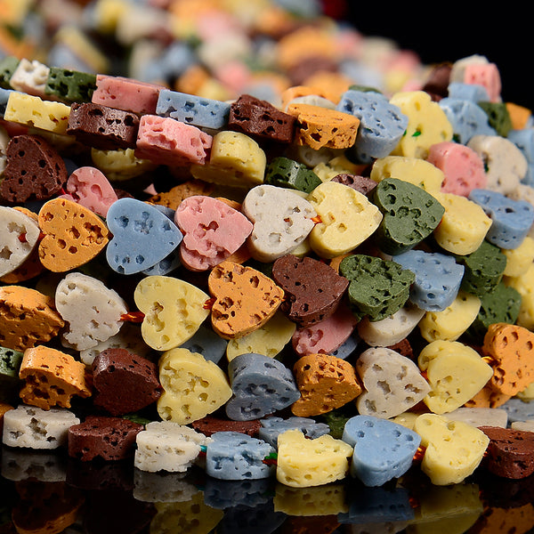 Multi Color Lava Gemstone Love Heart 6MM Loose Beads (D643)