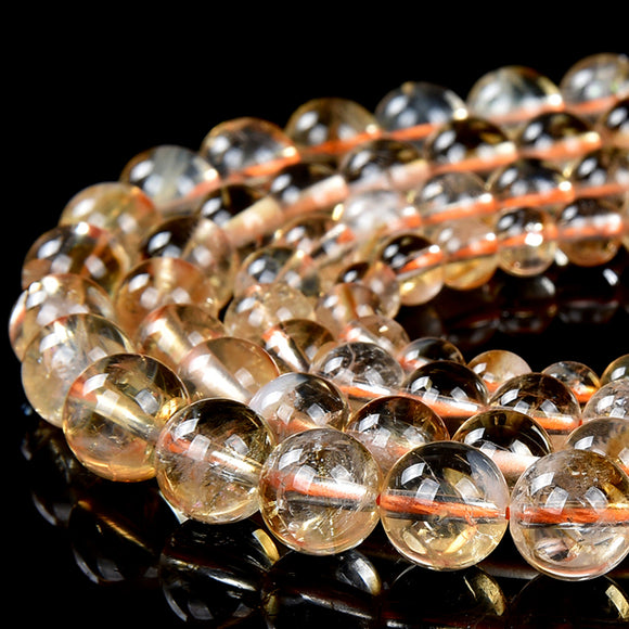 Natural Translucent Citrine Gemstone Grade AA Round 4MM 5MM 6MM 7MM 8MM 9MM Loose Beads (D486)