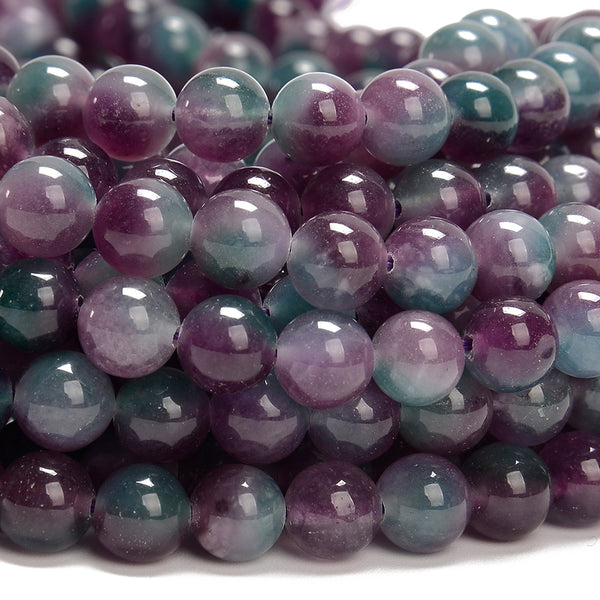 Fluorite Color Jade Gemstone Round 8MM Loose Beads 14.5 inch Full Strand (80020102-D619)