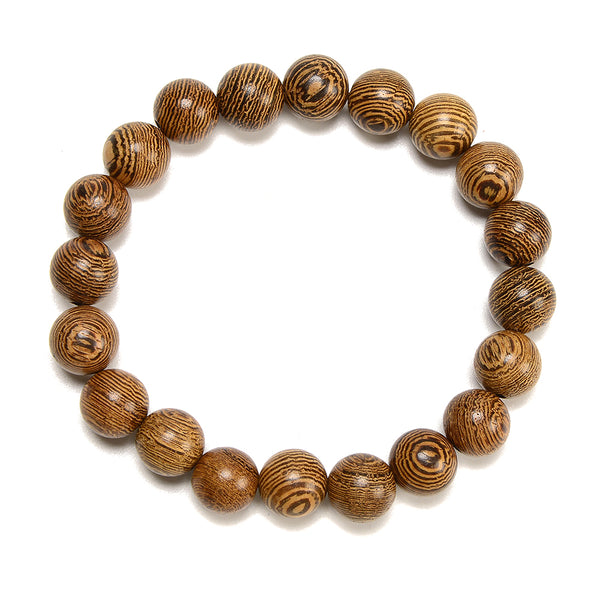Natural African Senna Siamea Wood Round Bracelet 6MM 8MM 10MM 12MM 7.5 inch Strand (S61)