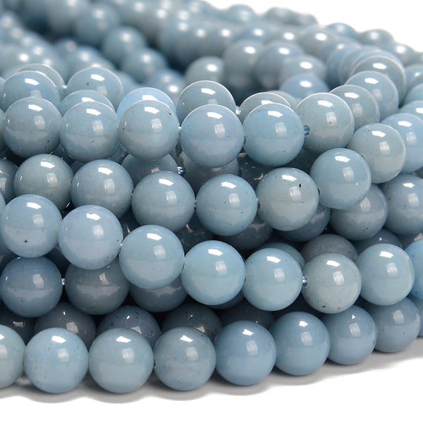 Angelite Blue Color Jade Gemstone Round 8MM Loose Beads 14.5 inch Full Strand (80020092-D618)