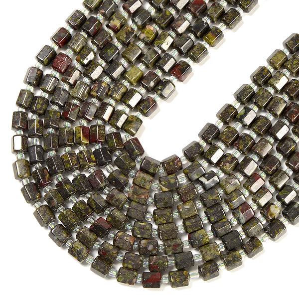 Natural Dragon Blood Stone Gemstone Faceted Round Tube Hexagon 10X8MM Loose Beads (D721)