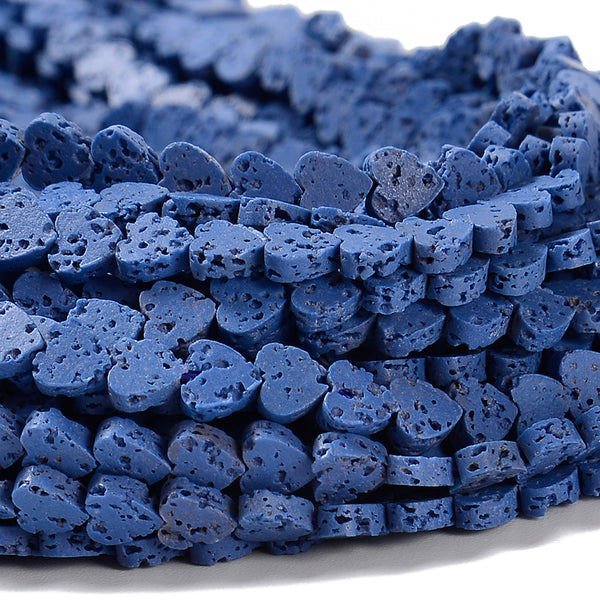 Blue Lava Gemstone Love Heart 6MM Loose Beads (D643)