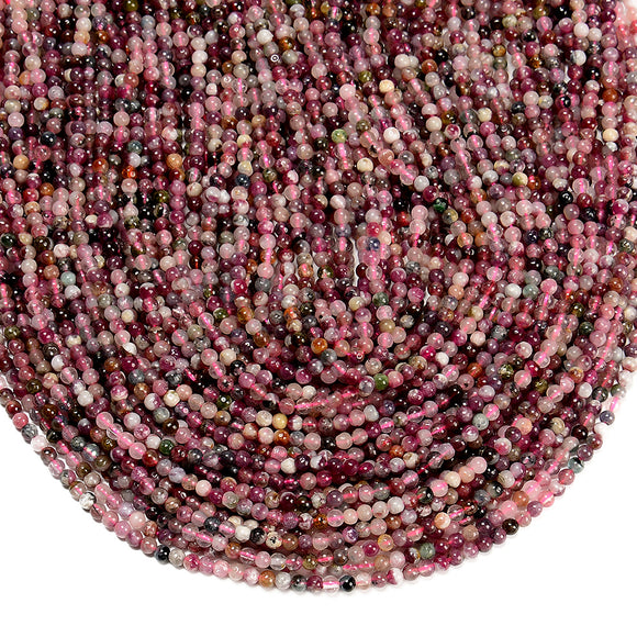 Natural Multi Color Tourmaline Gemstone Grade AA Round 3MM Loose Beads 15 inch Full Strand (80019655-P110)