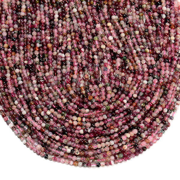 Natural Multi Color Tourmaline Gemstone Grade AA Round 3MM Loose Beads 15 inch Full Strand (80019655-P110)