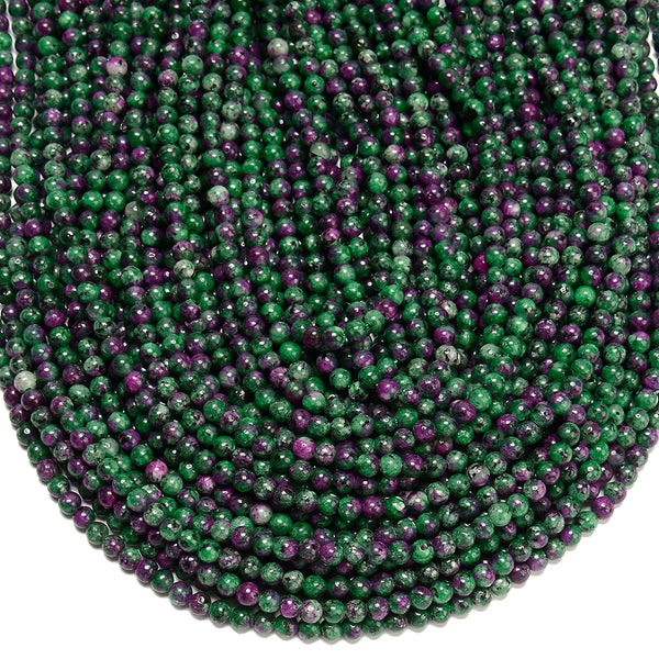 Green Purple Jade Gemstone Round 4MM Loose Beads 14.5 inch Full Strand (80020083-D617)