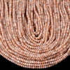 Natural Peach Sunstone Gemstone Grade A Micro Faceted Rondelle 4X3MM 5X3MM Loose Beads (P88)