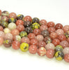 6mm Blossom Jasper Gemstone Yellow Red Round Loose Beads 15 inch Full Strand (80005995-M39)