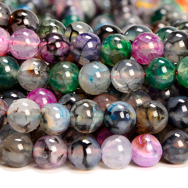 Rainbow Fire Dragon Veins Agate Gemstone Round 6MM 8MM 10MM Loose Beads (D707)
