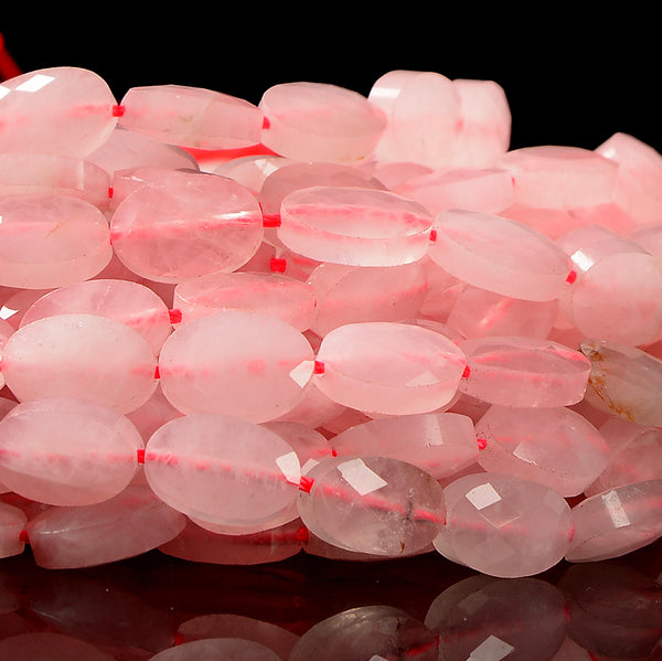 Natural Rose Quartz Gemstone Micro Faceted Oval 11X7MM Loose Beads 7.5 inch Half Strand (80021487-D718)