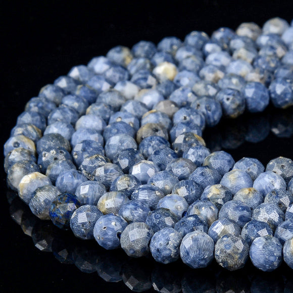 Natural Blue Coral Gemstone Grade AA 5MM Micro Faceted Round Loose Beads 15 inch Full Strand (80018225-P97)