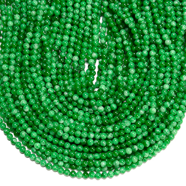 Green Jade Gemstone Round 4MM Loose Beads 14.5 inch Full Strand (80020072-D617)