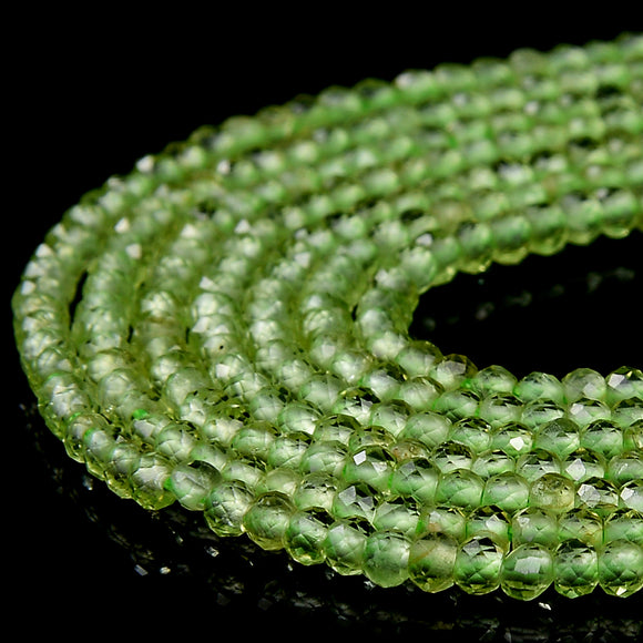 2X1MM Natural Peridot Gemstone Micro Faceted Rondelle Loose Beads 15.5 inch Full Strand (80017904-P82)