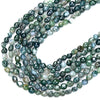 Natural Green Moss Agate Gemstone 8-10MM Pebble Nugget Loose Beads (D468)