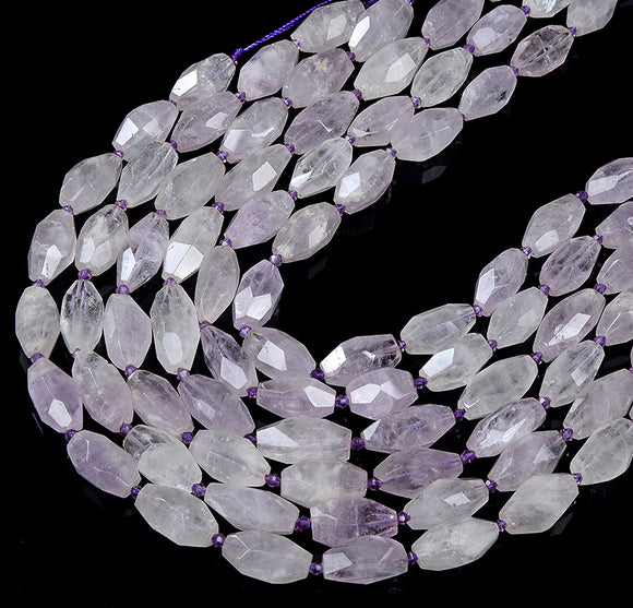 Natural Lavender Amethyst Gemstone 11X20-14X26MM Faceted Rice Tube Loose Beads (D427)