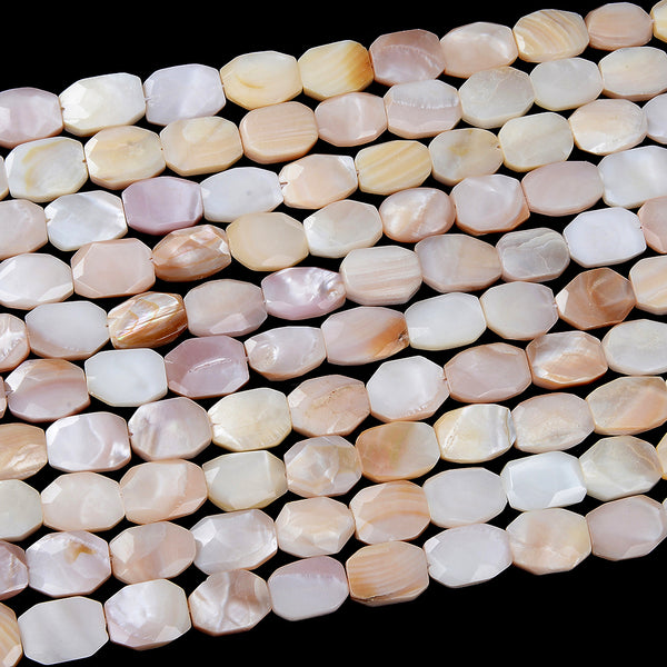 Natural Mother of Pearl Shell MOP Gemstone Faceted Nugget 10-11X13-15MM 12-14X17-20MM Loose Beads (D433)